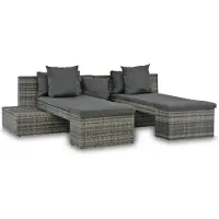 Natur24 Een 4-delige tuinmeubelset, bestaande uit een bank en fauteuils, gemaakt van polyrotan en inclusief kussens