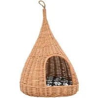 vidaXL Kattenhuis met kussen tipi 40x60 cm natuurlijk wilgen