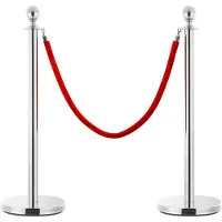 vidaXL 3-delige VIP afzetpalenset roestvrij staal zilverkleurig
