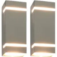 vidaXL Buitenwandlampen, 2 stuks, 35W, zilverkleurig, rechthoekig