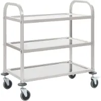 vidaXL Keukenwagen 3-laags serveerwagen - RVS, 96,5 x 55 x 90 cm