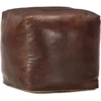 vidaXL Poef 40x40x40 cm echt geitenleer donkerbruin