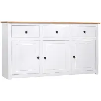 vidaXL Dressoir Panama Range 135x40x80 cm massief grenenhout wit