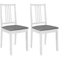 vidaXL Eetkamerstoelen met kussens 2 st massief hout wit
