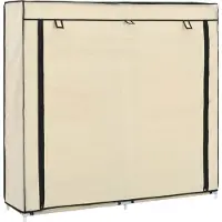 vidaXL Schoenenkast met hoes 115x28x110 cm stof crème