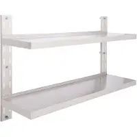 VD Home Furnishing Zwevend schap 2-laags 120x30 cm roestvrij staal