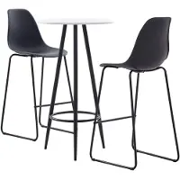 vidaXL 3-delige Barset kunststof zwart