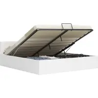 vidaXL Cadre de lit à rangement hydraulique Blanc Similicuir 160x200cm