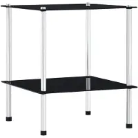 vidaXL Kastje 2-laags 40x40x47 cm gehard glas zwart