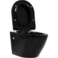 vidaXL Hangend toilet randloos keramiek zwart