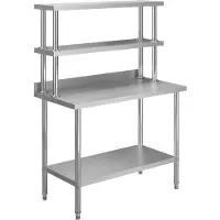 vidaXL Keukenwerktafel met bovenschap 120x60x150 cm roestvrij staal