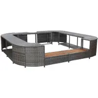 vidaXL Whirlpool-omranding, vierkant, grijs, 268x268x55 cm, polyrotan