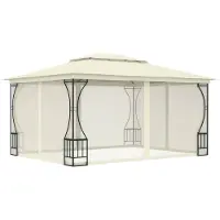 vidaXL Prieel met netten 300x400x265 cm crèmekleurig