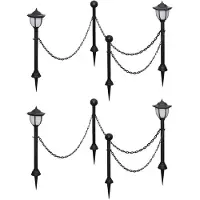 vidaXL Solarlampen 4 st met hekwerk en palen