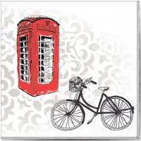 Walplus muursticker London 15 cm PVC wit/zwart/rood 24 stuks