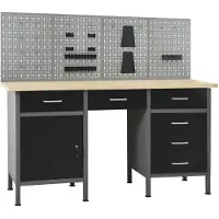 vidaXL Werkbank met vier wandpanelen