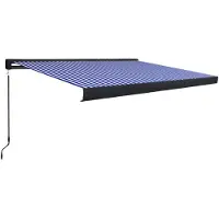 vidaXL Handmatig Zonnescherm 4 x 3 m Blauwe en Witte Streep