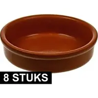Cosy & Trendy 2 Sets van 4 mini terracotta tapas/creme brulee bakjes/schaaltjes 6 cm - Snack en tapasschalen