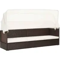 vidaXL Tuinbank met luifel poly rattan bruin
