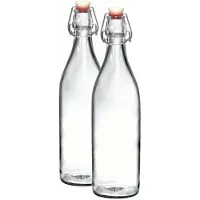 Bormioli Rocco 2x Limonadeflessen/waterflessen transparant 1 liter rond - Weckpotten