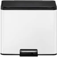 EKO - Essential 2 Recycler pedaalemmer 15+15 liter - Steel Polypropylene - wit - Prullenbak