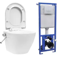 vidaXL Hangend toilet randloos met verborgen stortbak keramiek wit