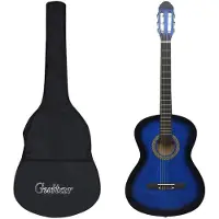 vidaXL Gitaar klassiek beginner met tas 4/4 39" blauw