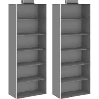 vidaXL Kledingorganisers hangend 2 st met 6 schappen stof