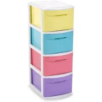Forte Plastics Opberger ladeblok/ladekast 4-lades gekleurd 39 x 28,5 x 78 cm van kunststof - Opbergbox
