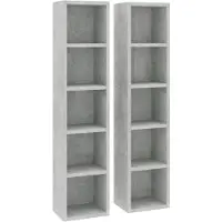 vidaXL Cd-kasten 2 st 21x16x93,5 spaanplaat betongrijs
