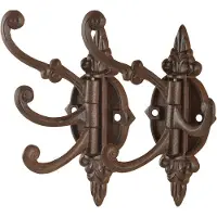 Best For Boots 2x Gietijzeren wandplaat met 3x kapstokhaak/wandhaak draaibaar 23 cm - Kapstokken
