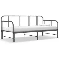 vidaXL Slaapbank uittrekbaar metaal grijs 90x200 cm