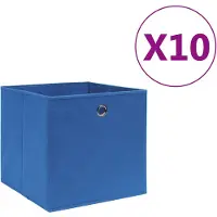 vidaXL Opbergboxen, 10 stuks, vliesmateriaal, 28x28x28 cm, blauw