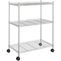 vidaXL Opbergrek met wielen 3-laags 150 kg 60x35x81 cm chroomkleurig