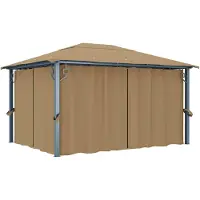 vidaXL Paviljoen met gordijn, 400x300 cm, taupe, aluminium