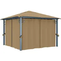 vidaXL Prieel met gordijn 300x300 cm aluminium taupe