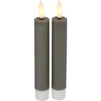 Countryfield LED dinerkaarsen - 2x - grijs - 15 cm - afstandsbediening - LED kaarsen