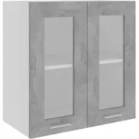 vidaXL Hangende glazen kast Lyon, betonkleur, 60x31x60 cm, van houtvezel