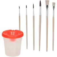 Toppoint 6x Stuks hobby verfpenselen met niet-knoeien water potje - Hobbykwast