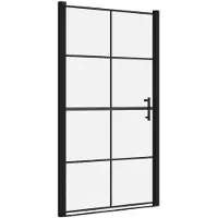 vidaXL Douchedeur 100x178 cm gehard glas zwart