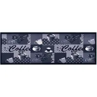 vidaXL Keukenmat wasbaar Coffee 60x180 cm blauw