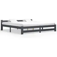vidaXL Bedframe massief grenenhout donkergrijs 200x200 cm