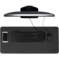 Ivol Bureau onderlegger / bureaumat 40x85 cm - PU leer - Zwart
