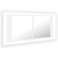 vidaXL Badkamerkast met spiegel en LED 100x12x45 cm acryl wit