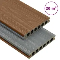 vidaXL Terrasplanken met accessoires 20 m² 4 m HKC bruin en grijs