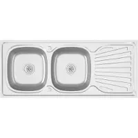 vidaXL Gootsteen dubbele bakken 1200x500x155 mm roestvrij staal zilver