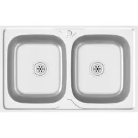 vidaXL Gootsteen dubbele bakken 800x500x155 mm roestvrij staal zilver