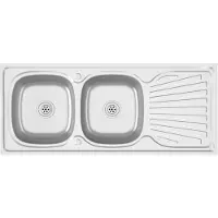 vidaXL Dubbele spoelbak, zilverkleurig, 1200x600x155 mm, roestvrij staal