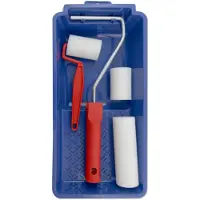Veba Lakroller schilderset 5 en 10 cm extra fijn met verfbak en beugel - Verfrollers