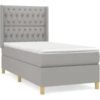 vidaXL Boxspring met matras stof lichtgrijs 90x200 cm